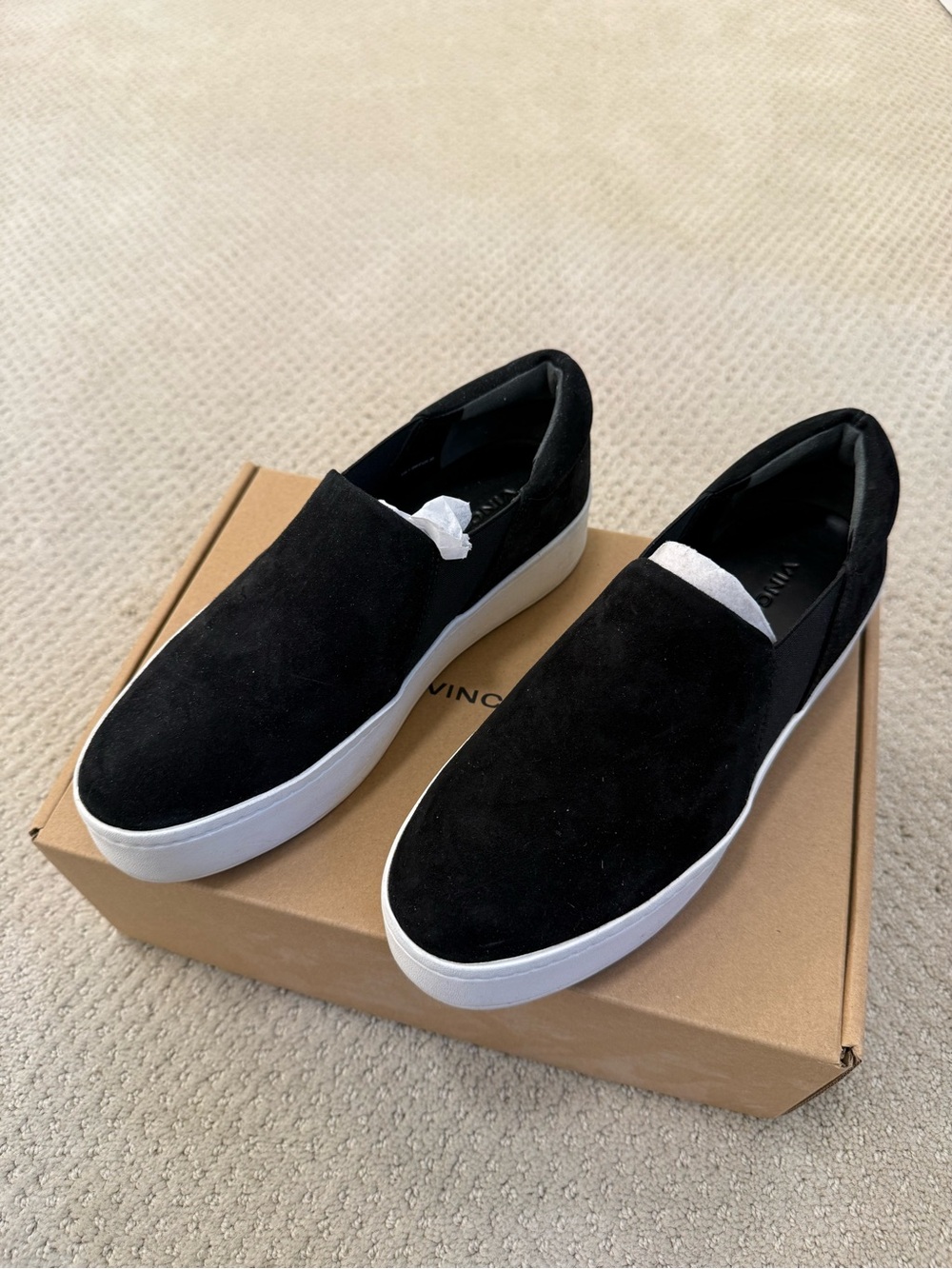 Vince Slip-On Suede Sneakers in Black